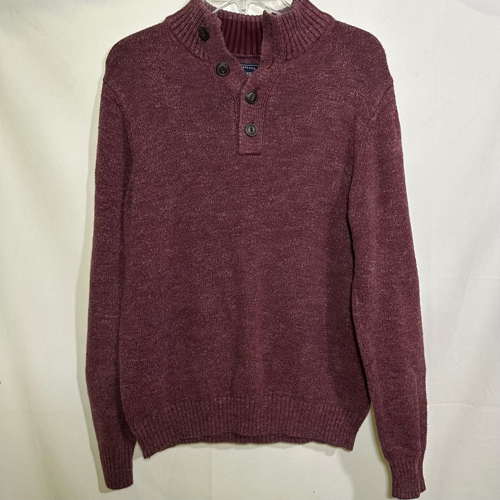 Bass Co Mountain Long Sleeve Sweater Burgundy Maroon‎ Berry Button Mens Small
